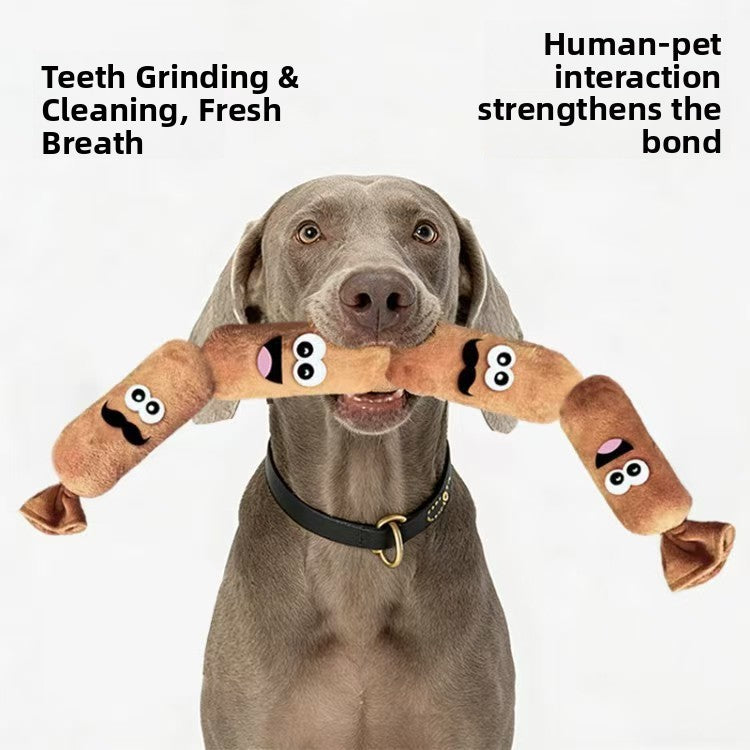 Press sound squeaky plush dog toy sausage or ball - photo 3