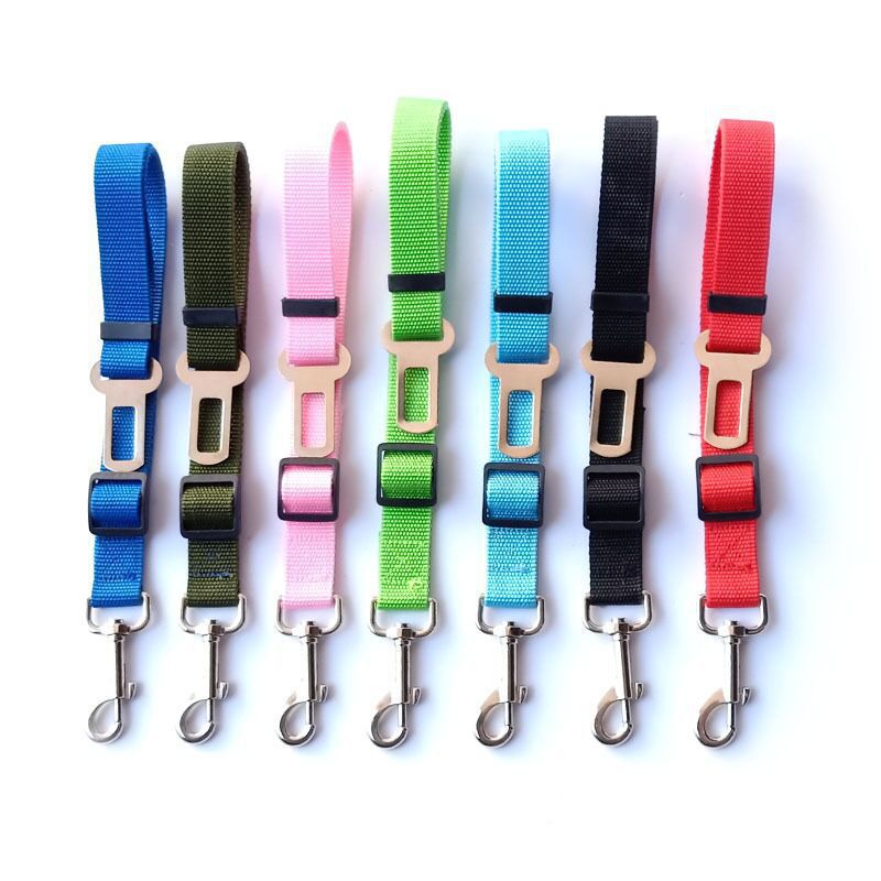 Nylon dog car seat belt lead with swivel clip in 13 colour options
