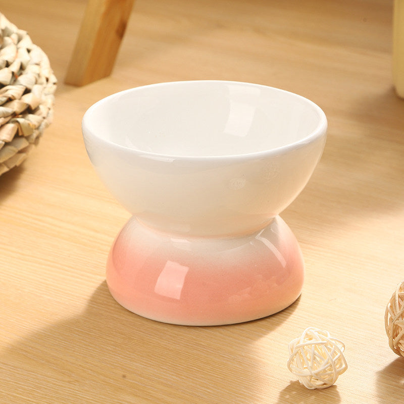 Ceramic Raised Pet Bowl with Gradient Finish for Cats and Small Dogs, Food or Water
