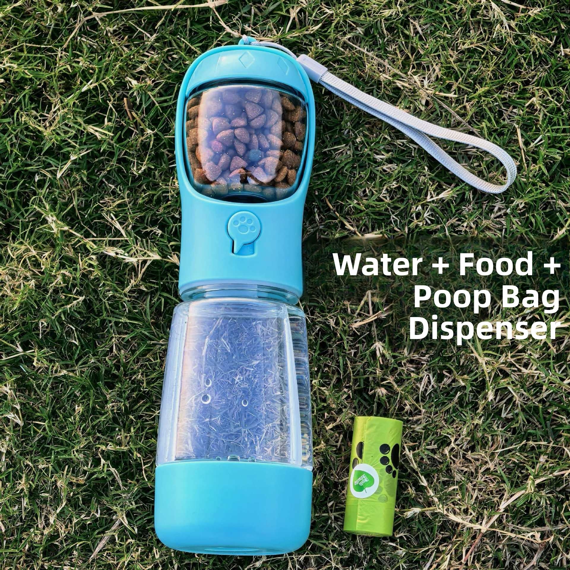 Portable 3-in-1 dog water bottle with snack cup and poop bag holder - view 5