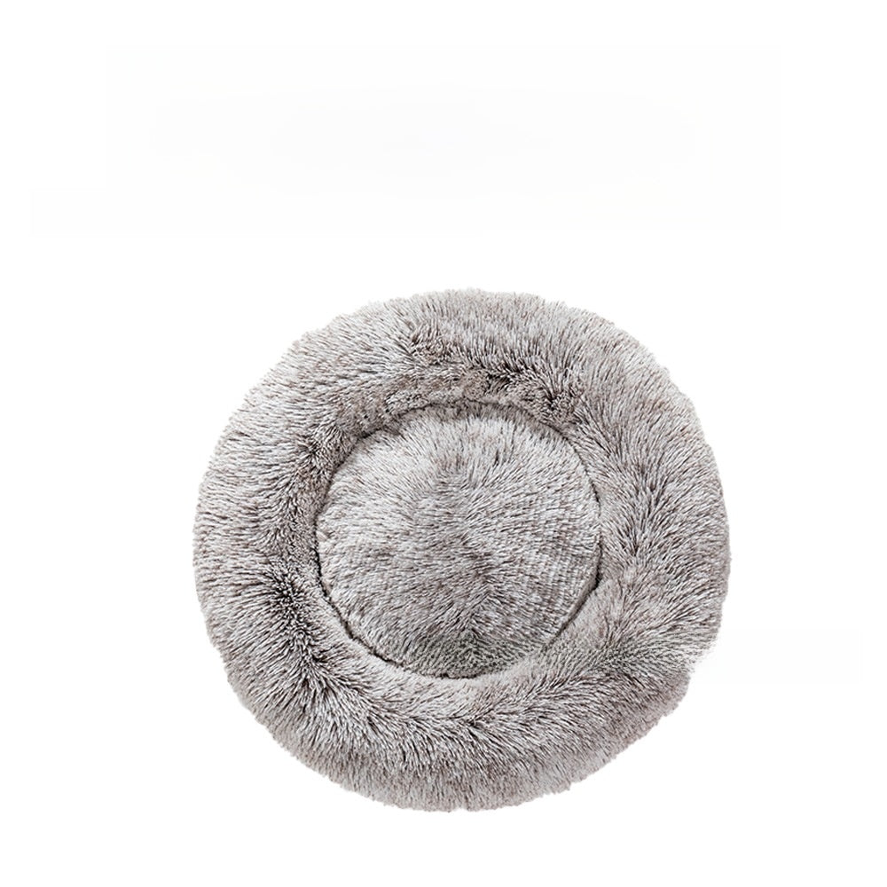 Non slip round long plush donut dog bed, view 51