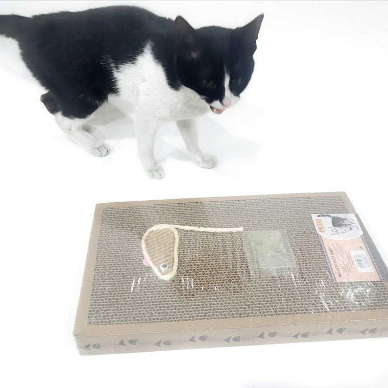 Mouse shaped corrugated cardboard cat scratching pad and toy, photo 2