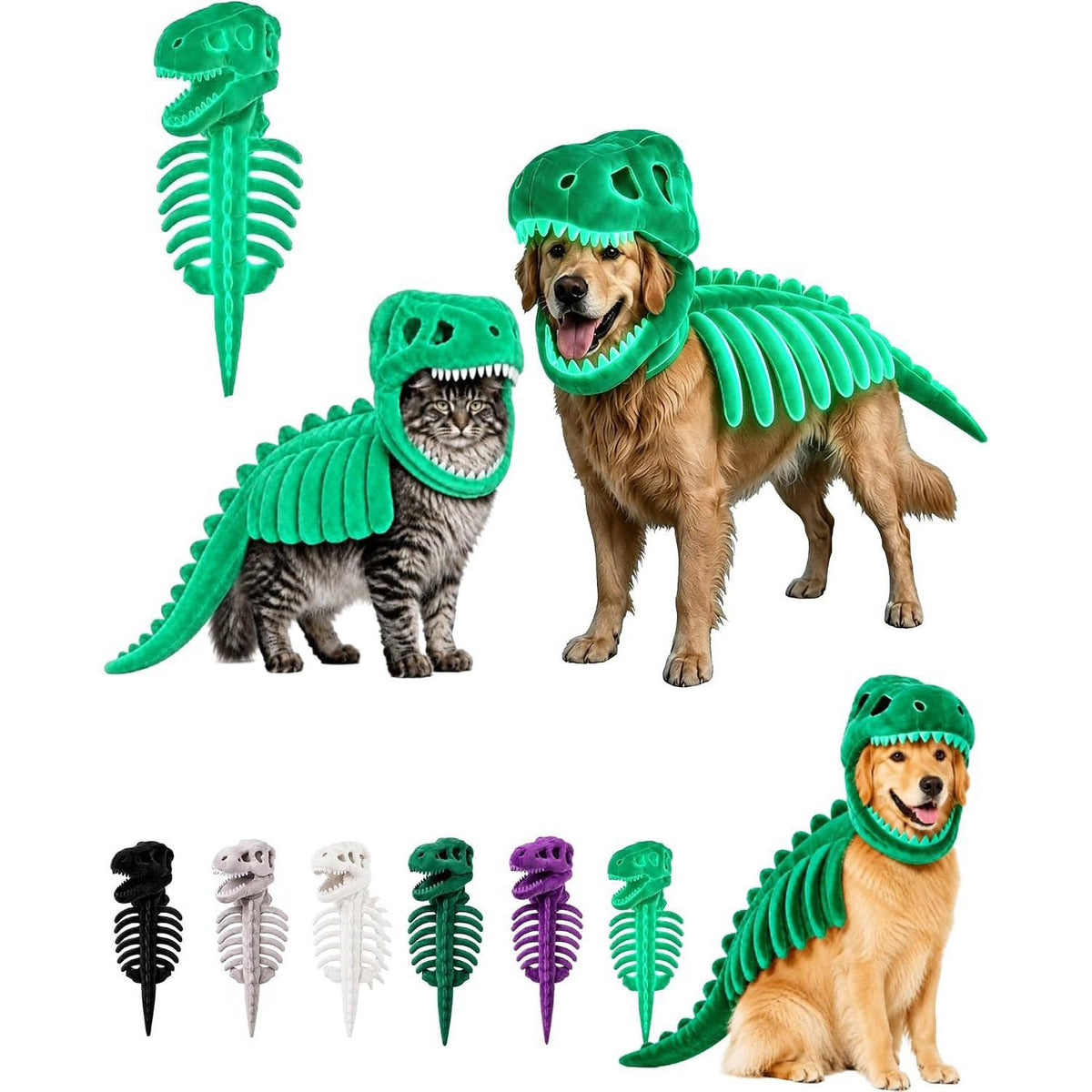 Dinosaur skeleton plush dog costume, available in 6 colours, sizes 90cm to 120cm, image 13