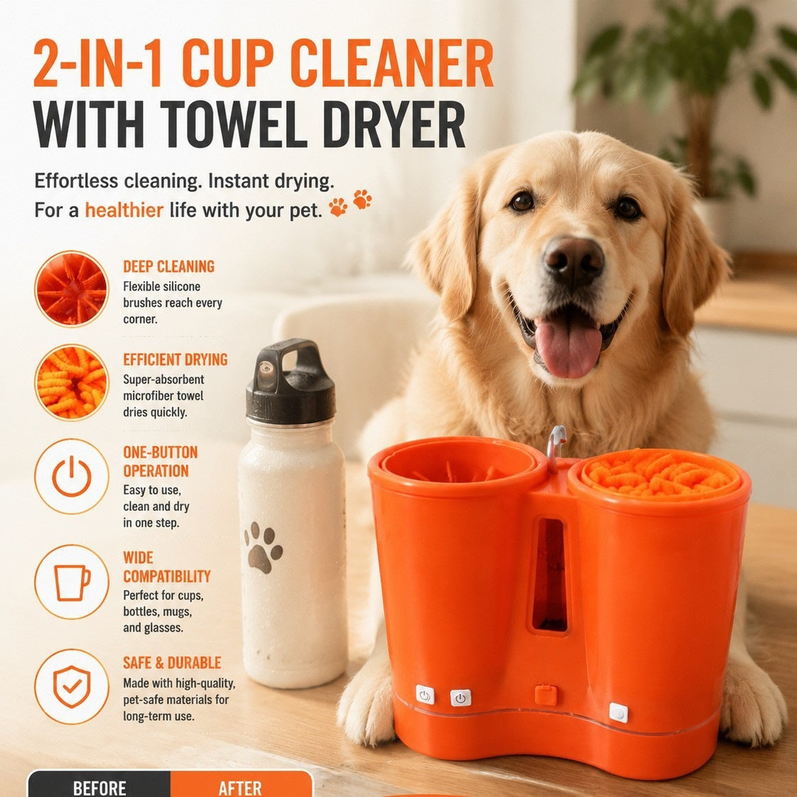 3-in-1 Electric Pet Paw Cleaner with Massage and Drying