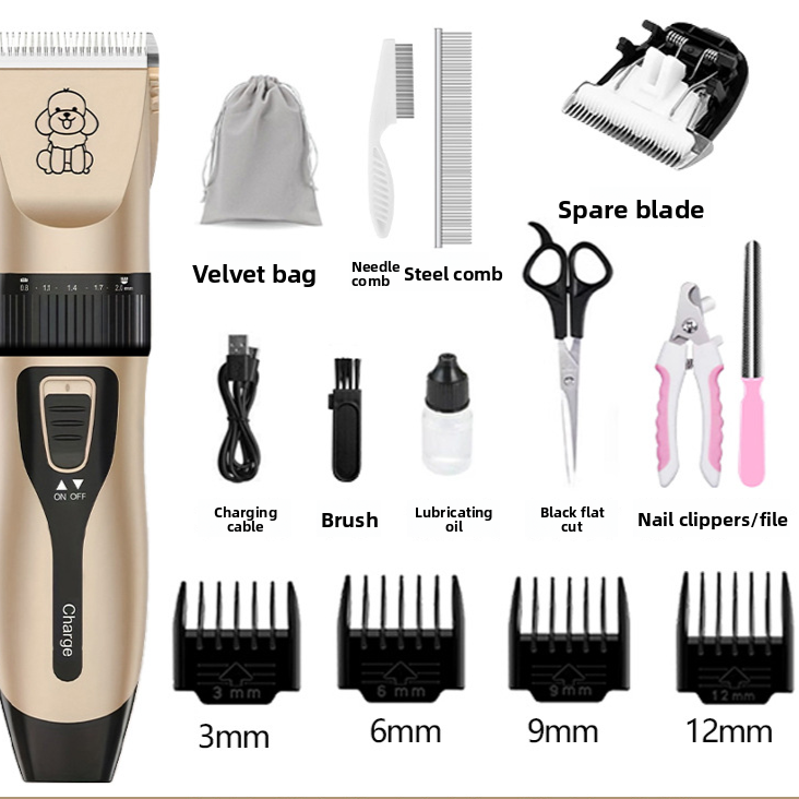 Cordless Pet Hair Clipper with Upgraded Ceramic Blade and Combs