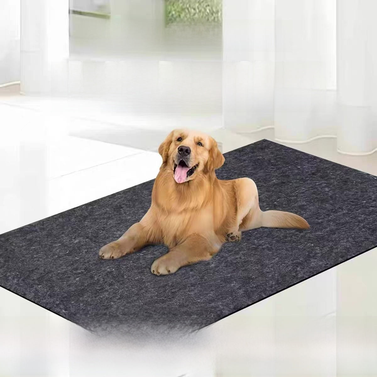 Scratch-resistant washable pet mat in black for dogs and cats
