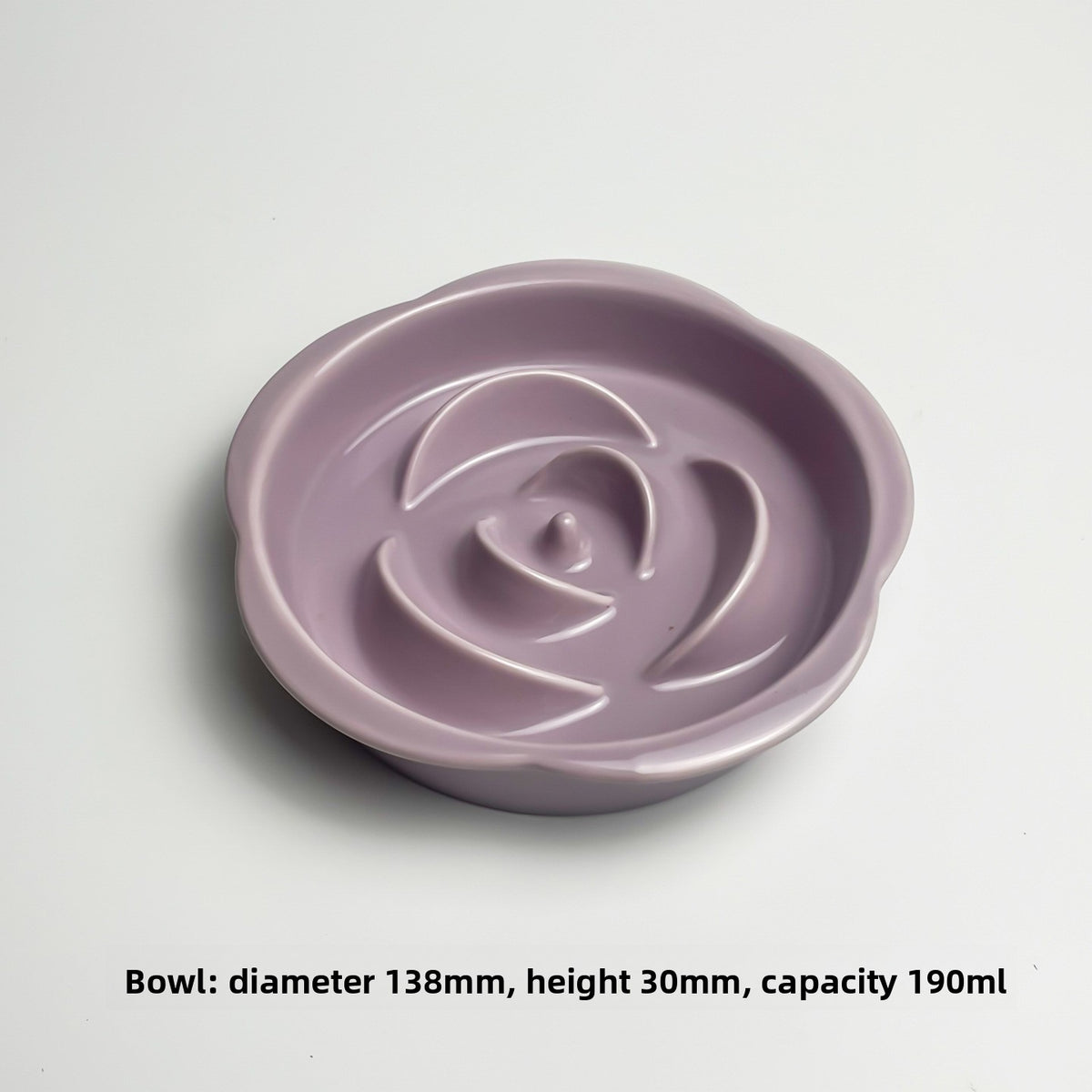Slanted Ceramic Cat Bowl with Flower Design and Optional Stand for Neck Comfort