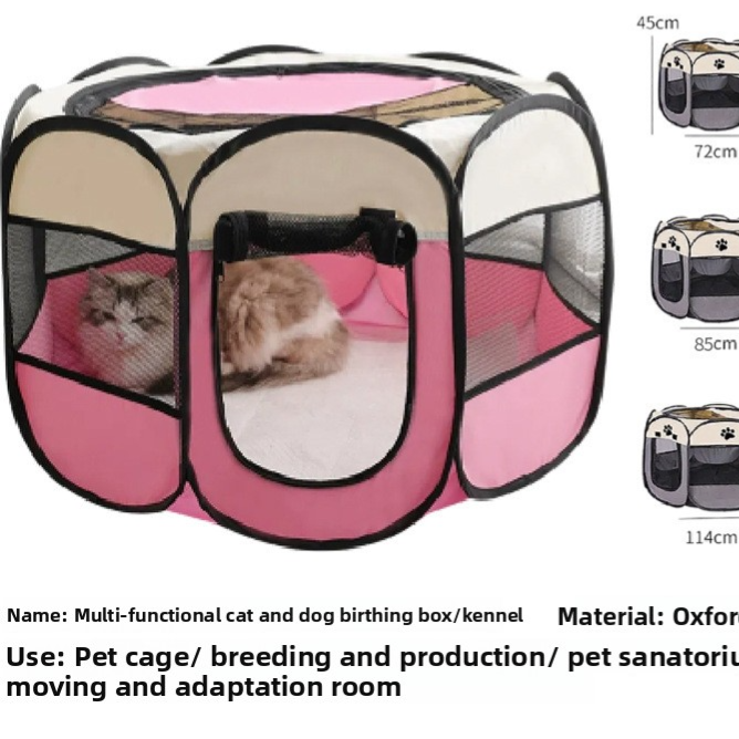 Foldable mesh pet playpen tent, full product photo