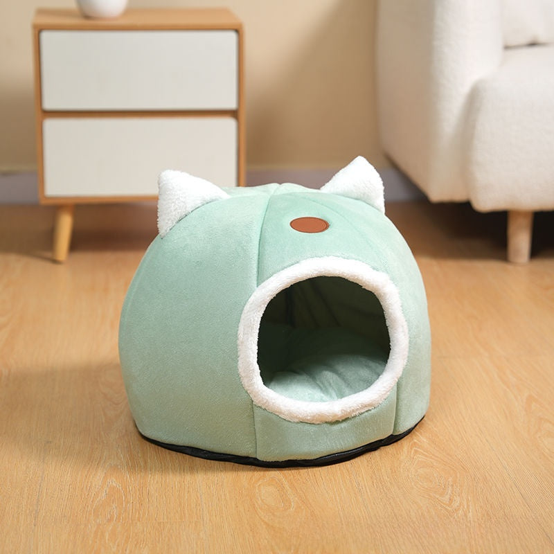 Semi-enclosed grey cat nest with thick sponge walls, photo 9