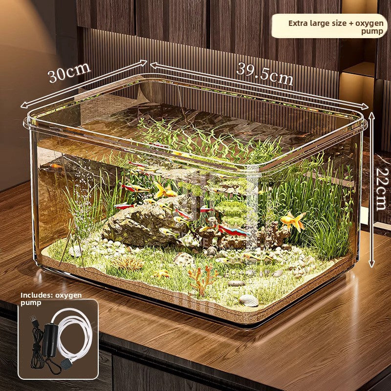 Clear shatterproof PET desktop fish tank for small fish, view 13