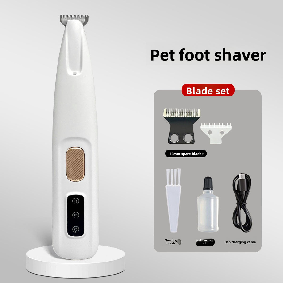 IPX5 Waterproof Pet Clipper with Ceramic Blade and LED Light