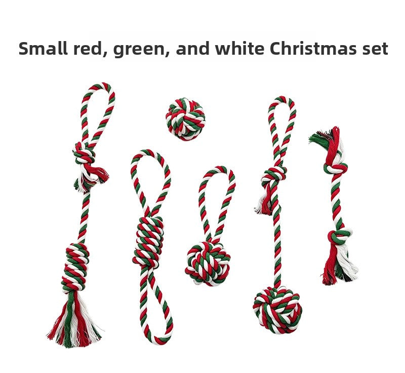 Christmas cotton rope dog toy set with knots for chewing and tug - view 25