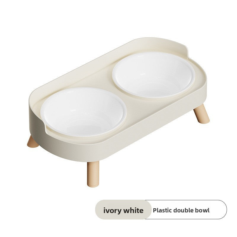 Anti-Spill Double Pet Bowl in Stainless Steel, Plastic or Ceramic with Raised Stand