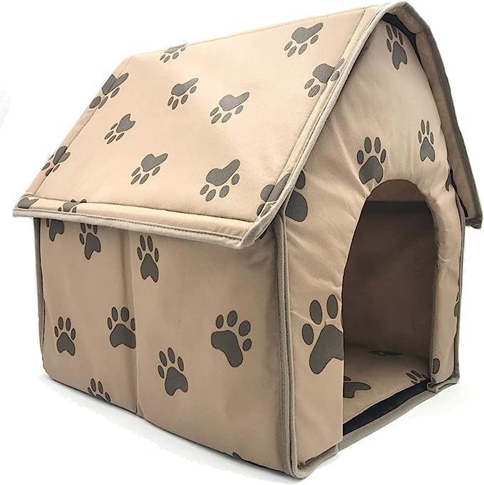 Foldable khaki pet bed for dogs and cats