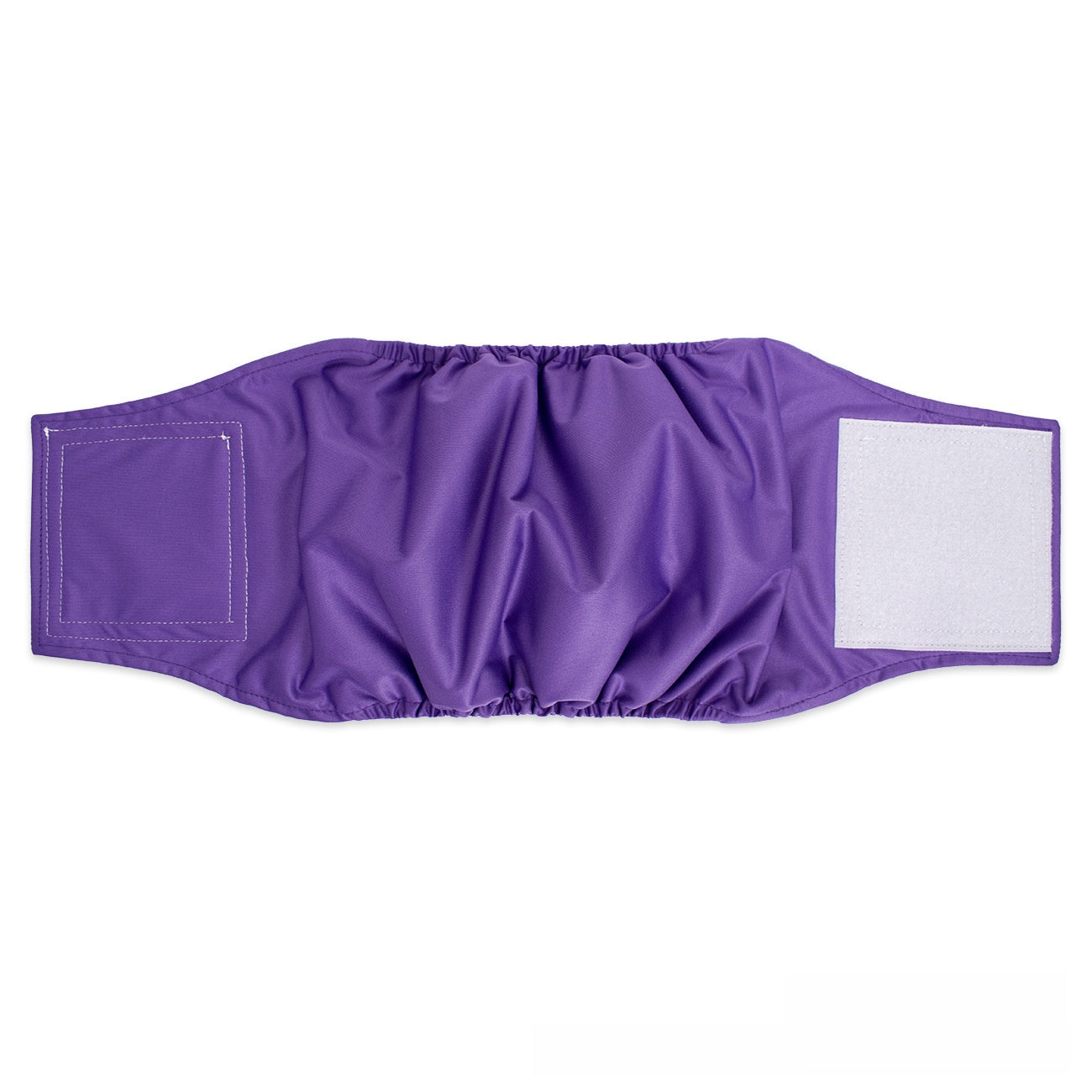Reusable male dog belly band with waterproof outer layer in Grey, in a home setting