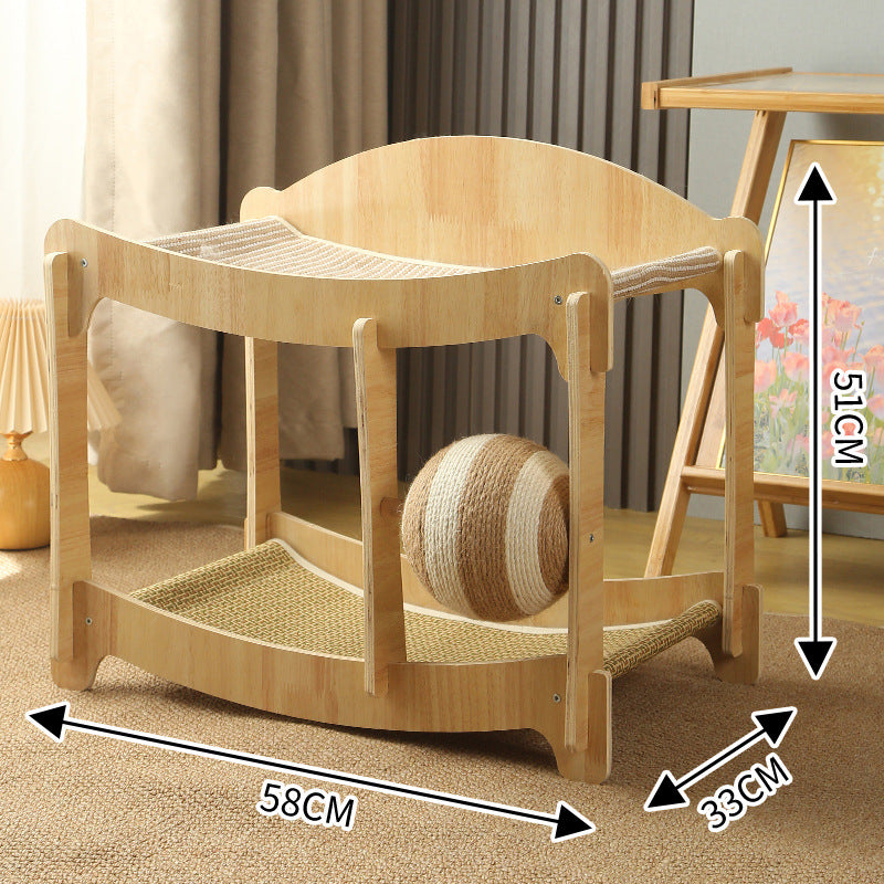 Corrugated cardboard cat scratcher rocking lounge with mat, photo 29 of 29