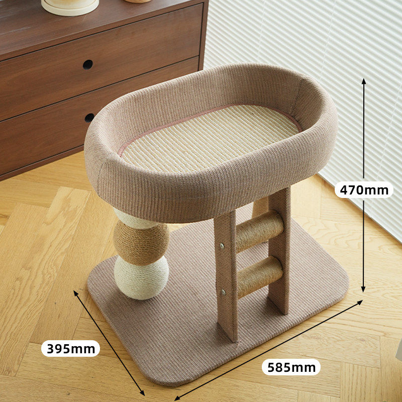 Two-tier oval sisal cat nest and climbing frame, product overview photo