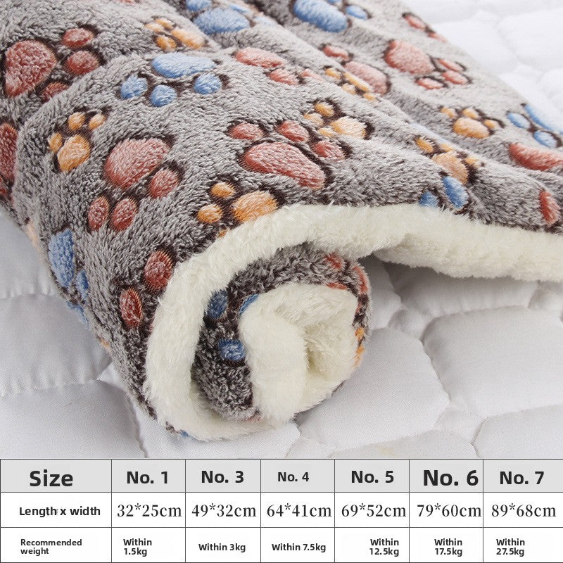 Thick padded pet mat cushion with print in Taupe Footprint, size 79 x 60cm