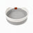 Round woven cotton rope cat bed and scratcher in beige and white, view 10