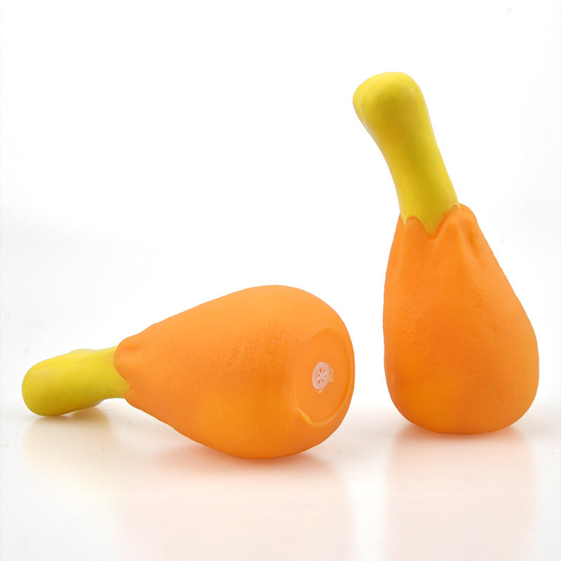 Vinyl chicken leg squeaky chew toy for dogs - photo 4
