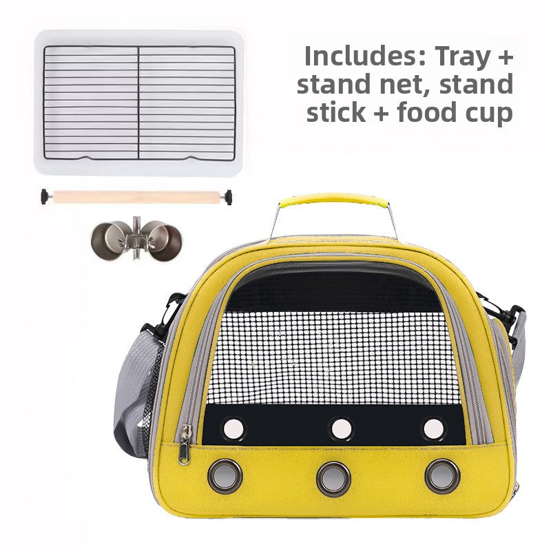 Green breathable bird carrier shoulder bag with mesh windows, view 25