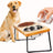 Bamboo and Wood Cat and Small Dog Bowl Set with Stainless Steel Inserts, Double or Triple