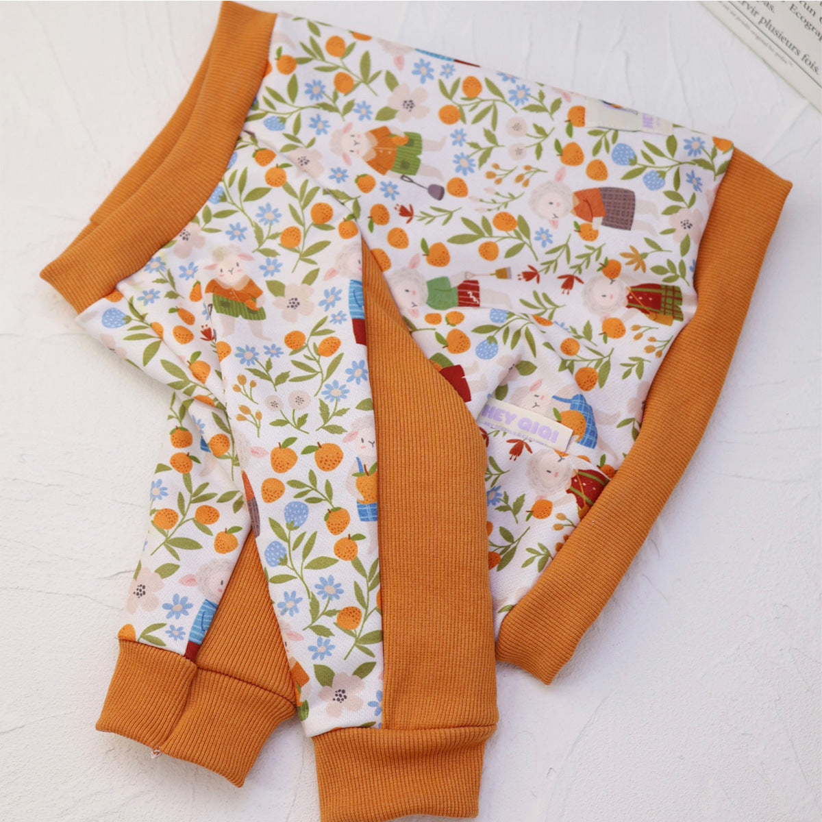 Elbow protection dog pyjamas for large dogs in Country Bunny, in use with a pet