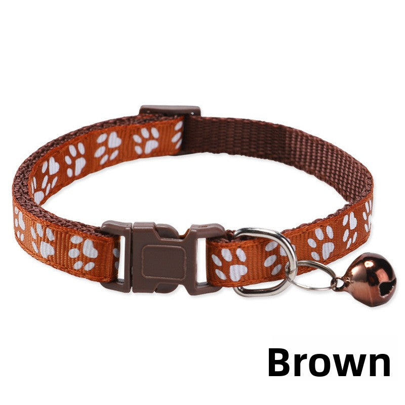 Elastic nylon cat collar with bell and paw print patch, product image 12