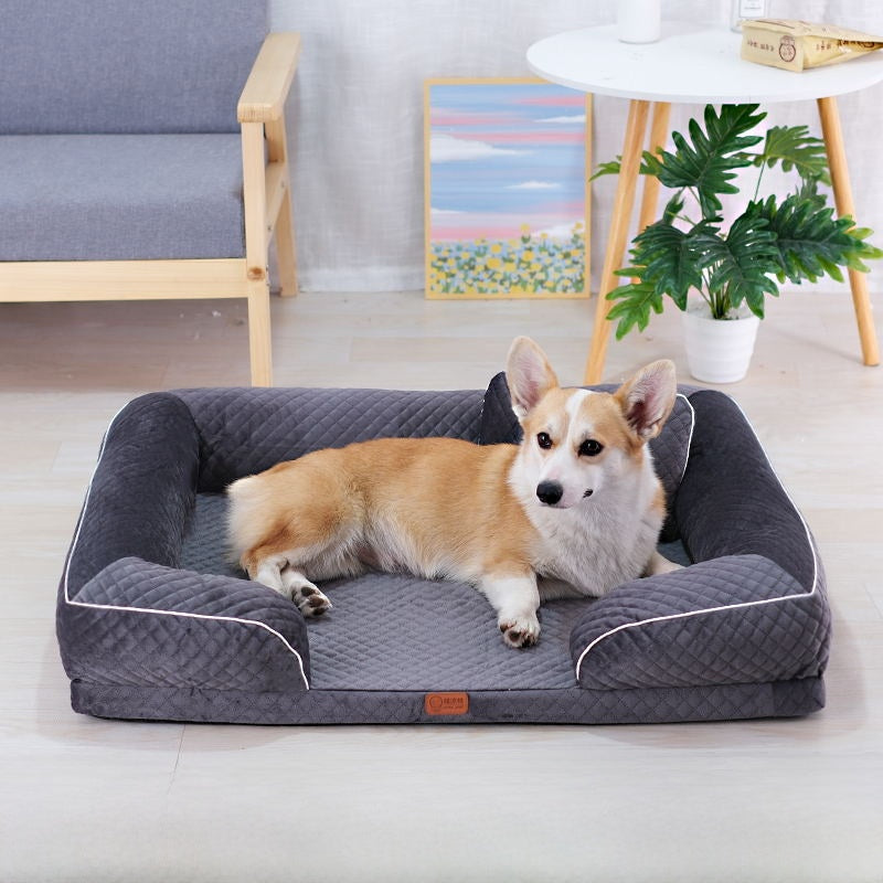 Plaid pet bed mat with pillow, detail photo 54