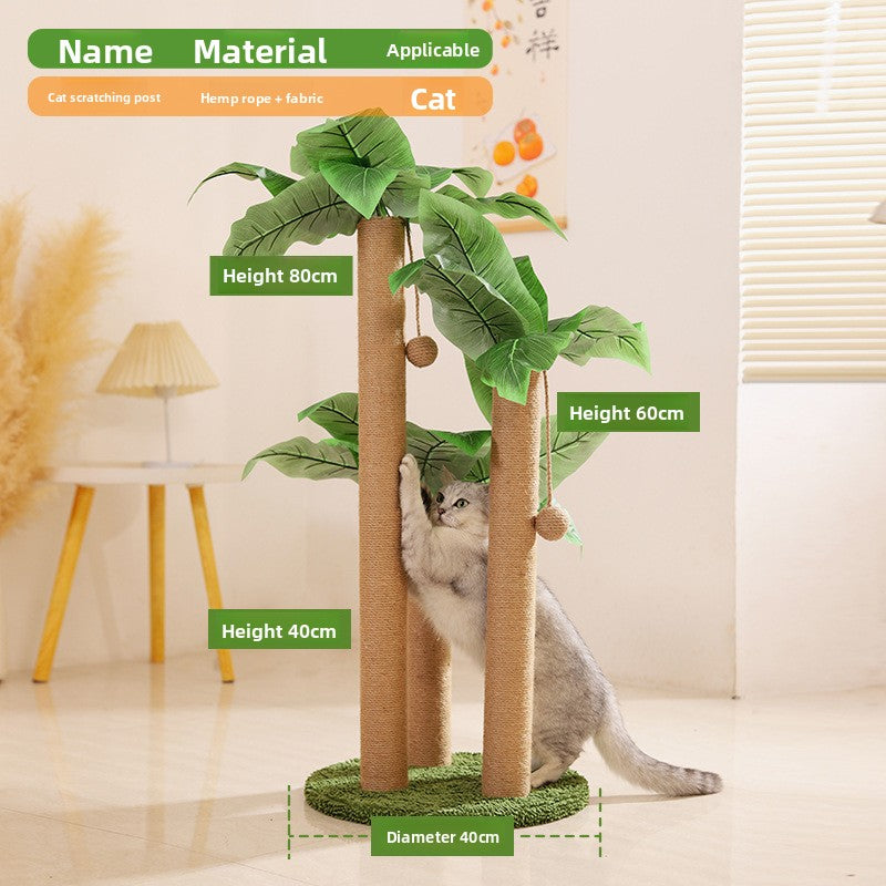 Plant style sisal cat scratching post with leaves, photo 16 of 19