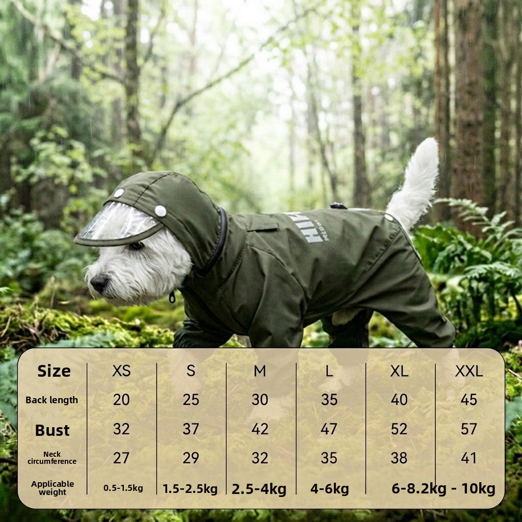 Full body four leg dog raincoats in twelve styles