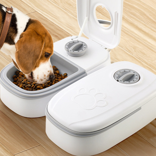 Automatic Timed Pet Feeder with Single or Double Meal Compartments for Dogs and Cats