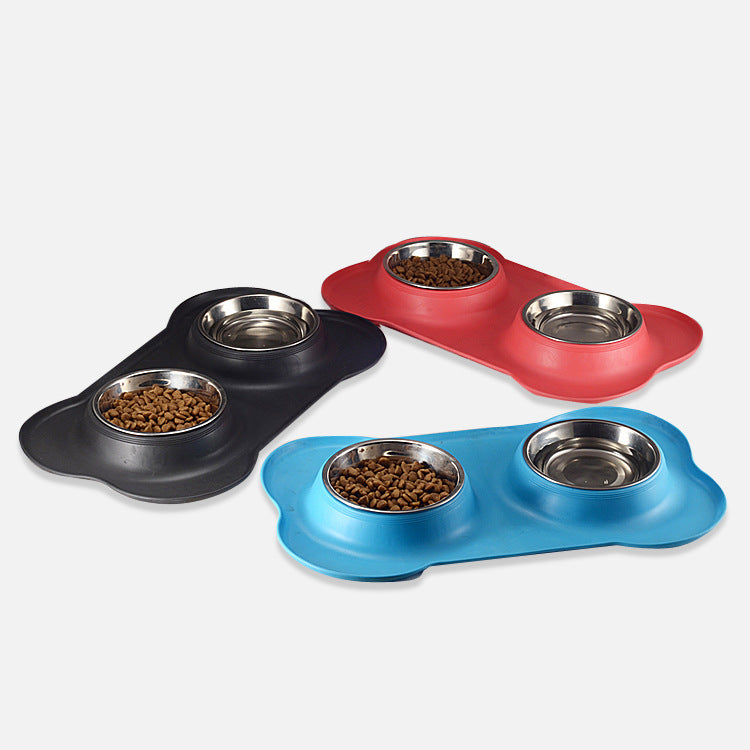 Double dog bowl with removable stainless steel bowls, photo 1 of 8