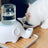 Ceramic Elephant Gravity Cat Drinking Fountain with Glass Bottle and Silicone Ring