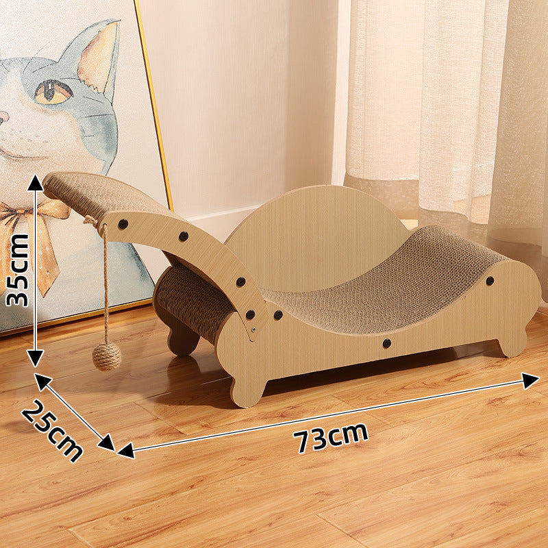 Corrugated cardboard cat scratcher rocking lounge with mat, photo 9 of 29