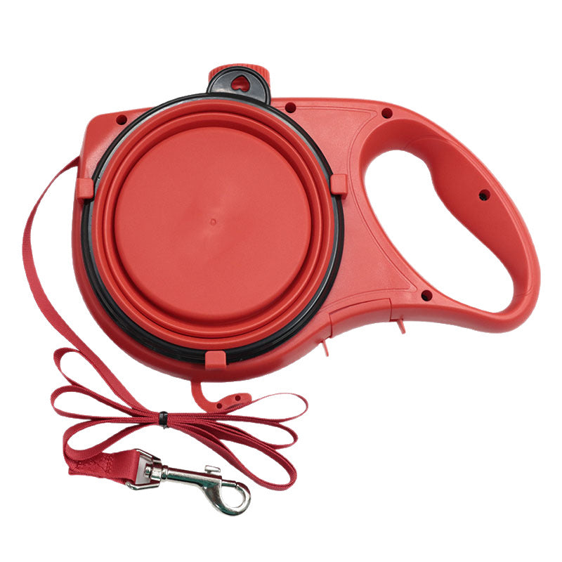 Dog lead with water bottle and food bowl, available from Pet Royale UK