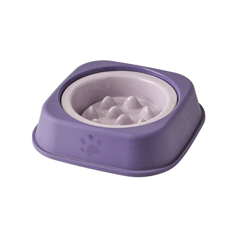 Ceramic Slow Feeder Pet Bowl with Removable Yogurt Box and Non-Slip Base in Seven Colours
