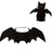 Black cat wearing felt Halloween bat wings with a small bell