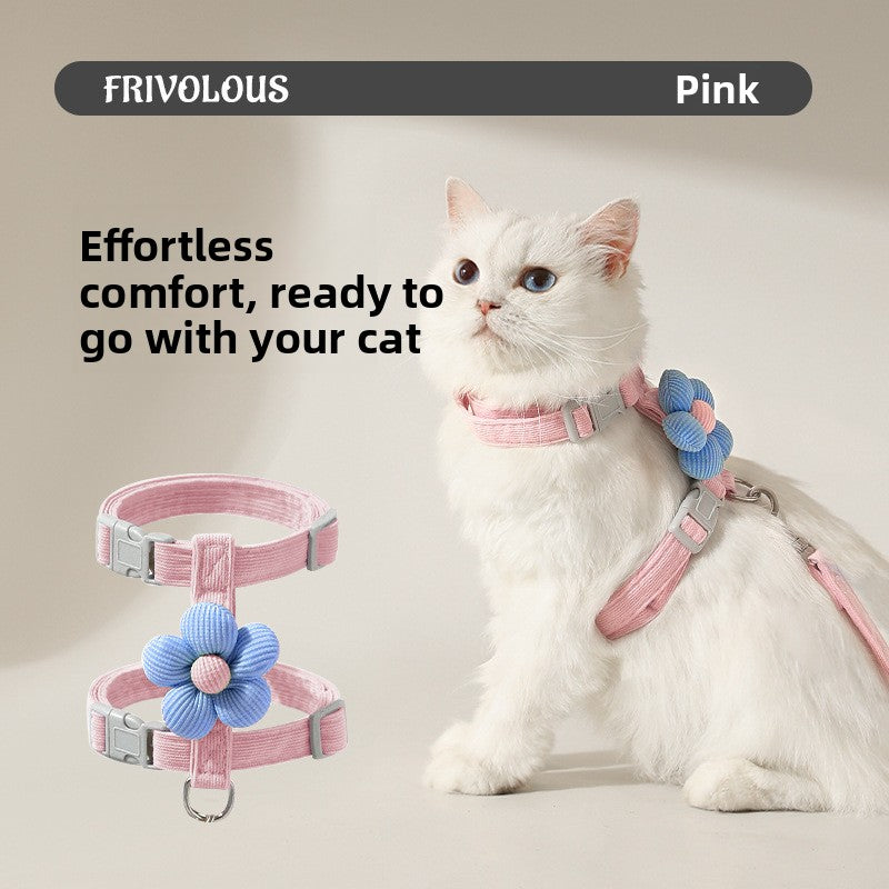 H shape cat harness and lead set with reflective details in blue, view 11