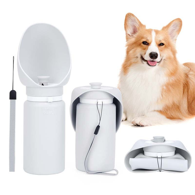 Foldable Silicone Portable Pet Water Bottle with Integrated Bowl, Leak-Proof for Walks