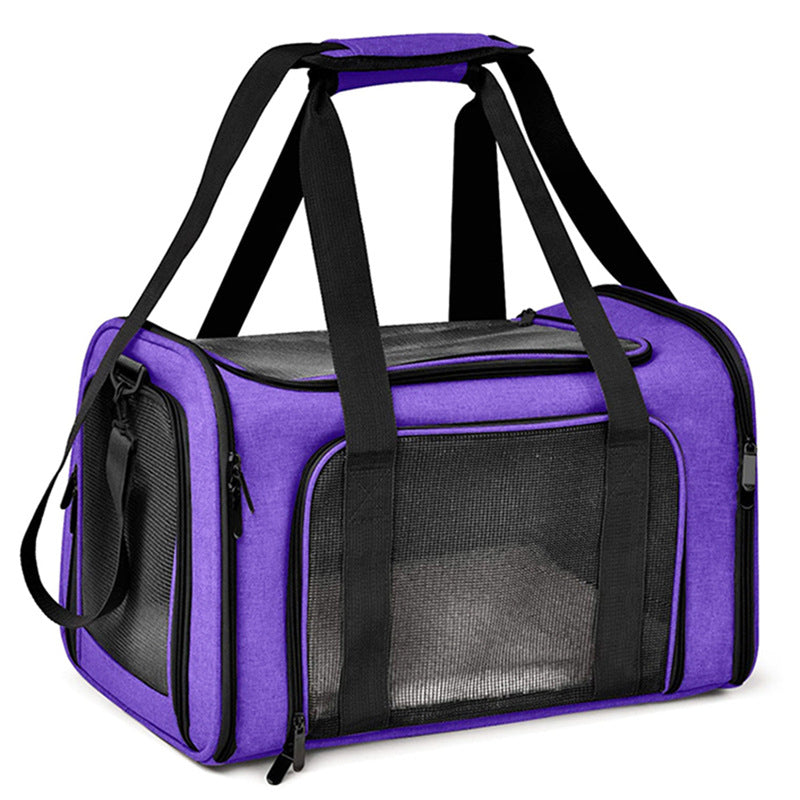 Black breathable mesh pet carrier bag with geometric pattern, photo 18