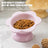 Pink glazed ceramic cat feeding bowl with wide base, view 2