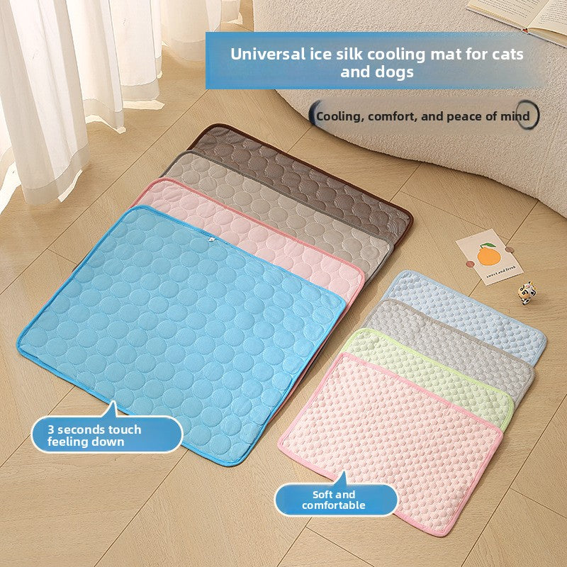 Ice silk pet cooling cushion in pink for cats and dogs, view 3
