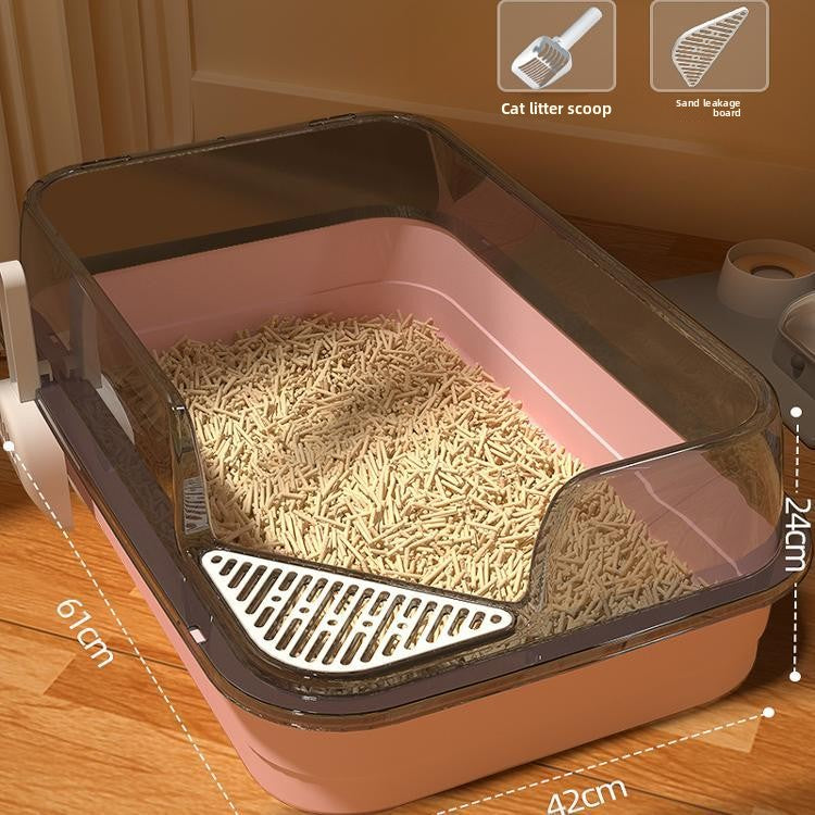 Extra Large 61cm Semi-Closed Cat Litter Box, Anti-Splash