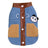 Fleece lined denim pet jacket with panda design, showing size and shape