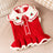 Strawberry knit pet jumper dress with cute flutter sleeves