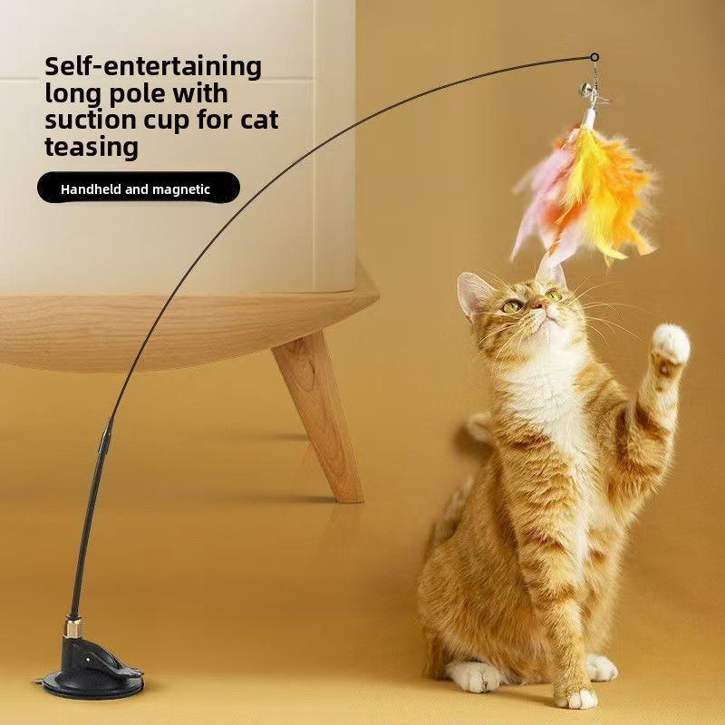 Pink owl feather cat teaser with strong suction cup base - photo 6