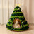 Christmas tree knitted cat nest with soft cushion inside, product overview photo