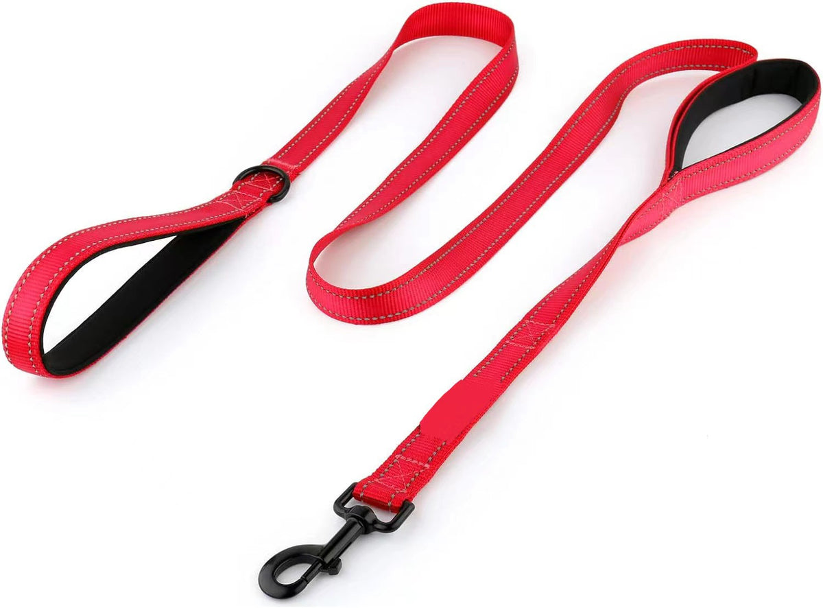 Thick reflective dog leads in black, green, orange and blue