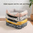Cotton and linen pet bed mat with blue lucky cat print, view 1